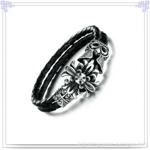 Charm Jewelry Stainless Steel Bracelet Leather Bracelet (HR6072)